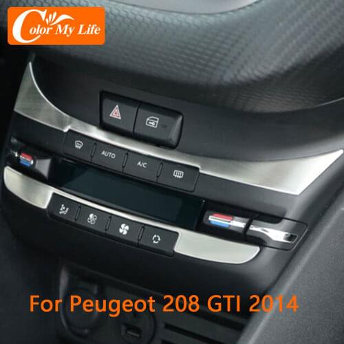 2Pcs Stainless Steel Center Console Panel Sticker for Peugeot 208 GTI 2014 Car AC Conditioning Button Cover Trim Color My Life
