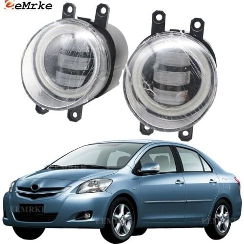 2Pcs Anti LED Fog Lights for Toyota Belta P92/P96 2005-2012 Vios XP90 Angel Eye DRL Daylight Foglight Lamp Car Accessories