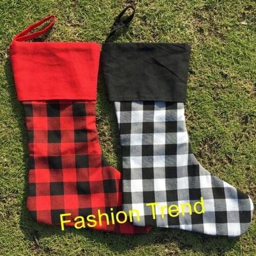 20pcs/lot Wholesale Buffalo Christmas Stocking Monogrammed Christmas Stocking Red and black Plaid Xmas Stocking