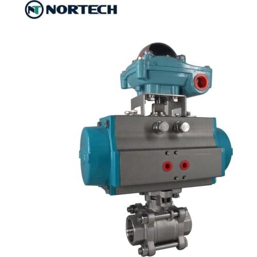 3 pcs thread end floating type stainless steel motorized pneumatic ball valves with actuator