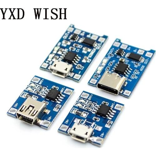 5pcs TP4056 Micro USB 5V 1A 18650 TP4056 Lithium Battery Charger Module Charging Board With Protection Dual Functions 1A Li-ion