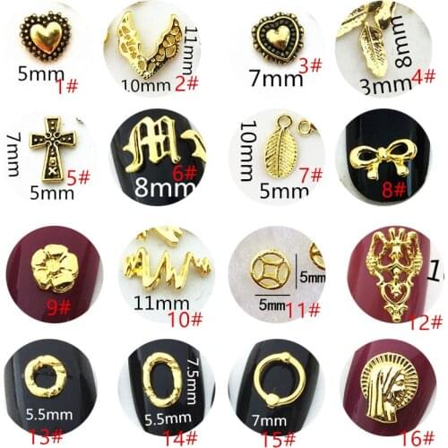 50pcs/pack Japan 3D Nail Art Decorations Metal Nail Accessories Alloy Heart Cross Bow Nail Parts DIY Charm Alloy Nail Supplies