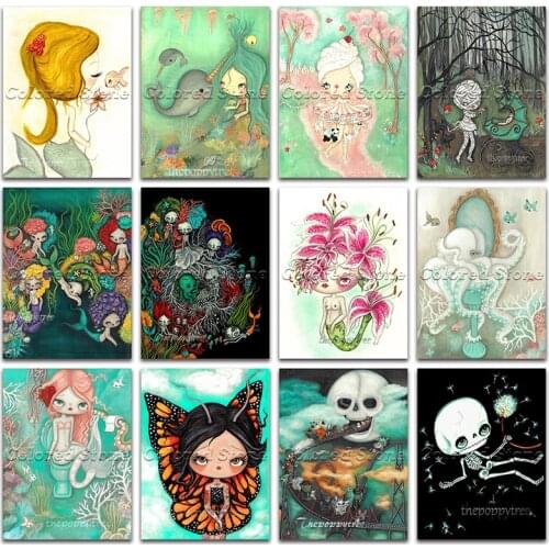 New Diamond painting Cartoon Girl skull mermaid butterfly fairy 5D DIY Full Square Drill embroidery Cross stitch 3D mosaic 1115
