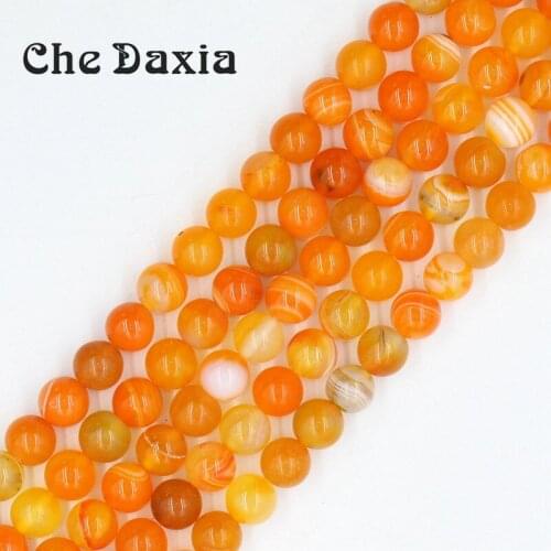 6/8/10/12mm Diameter Natural Stone Orange color Stripe Onyx Gem Round Loose Beads For DIY Bracelet beads jewelry Accessories