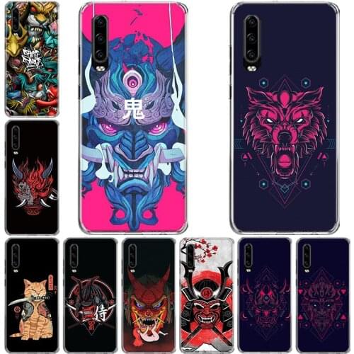 Japanese Samurai Oni Mask Phone Case For Huawei P10 P20 P30 P40 Mate 30 20 10 Lite Pro P Smart Z Plus 2019 2018 Cover Coque