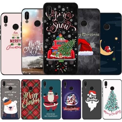 Merry christmas black soft Phone Case for huawei P40 P30 P20 P10 Pro lite P9 Lite nova 4E 6SE Psmart 2019 Y6 9 Prime