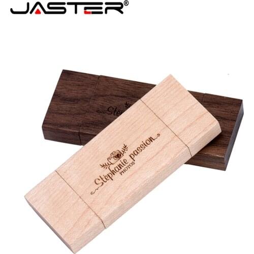 JASTER Wooden USB flash drive OTG USB disk smart pen drive suitable for phone and PC USB 2.0 pendrive 128GB 64GB 32GB free logo