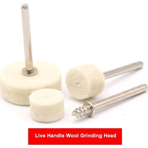3mm Shank Live Handle Wool Grinding Head Wool Wheel Felt 13mm 25mm Mirror Polishing Tool Felt Wheels With Mandrel