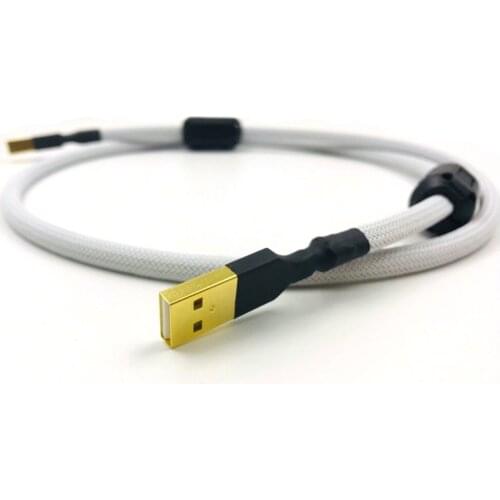 HIFI 4 cores Single Crystal Copperr USB Cable DAC A-B Digital USB 2.0 Type A to B Male Audio Cable(white)