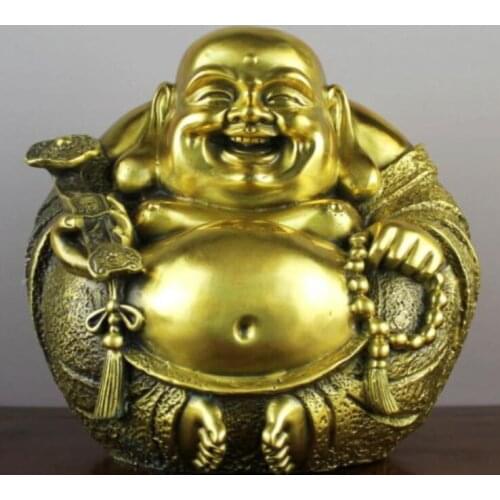 Chinese Brass copper RuYi laughter arhat Maitreya Miller Buddha statue