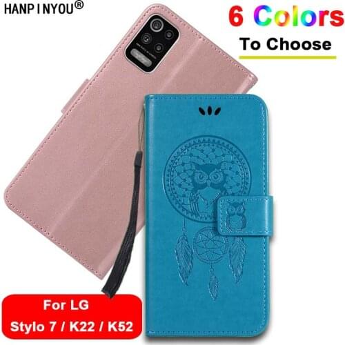 For LG K22 K52 Stylo 7 4G 5G 3D Embossed Owl Feather Pattern Flip Leather Wallet Phone Case Magnetic button Cover With Card Slot