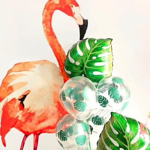 1set 12inch Palm Leaf Latex Balloons transparent balloons Summer Wedding Hawaii Tropical Party Decor Green Leaves helium global