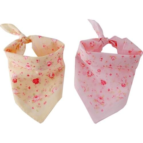 Fashionable Printed Red Rose Pet Dog Scarf Collars Adjustable Puppy Triangular Bandana Dog Accessories