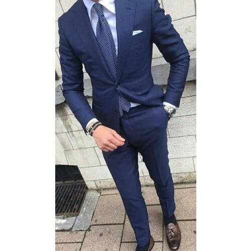 Mens Suits Jacket Pants 2 Pieces Set Business Blazer Suit Wedding Groom Tuexdo Slim Fit Single Button Fashion Dinner Men Suit