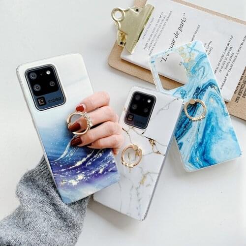 Marble ring Bracket soft phone case for Samsung Galaxy A42 5G S21 Plus Ultra S10 S20 FE Note 10 Pro 20 A10 M10 A20 A30 A50 Cover