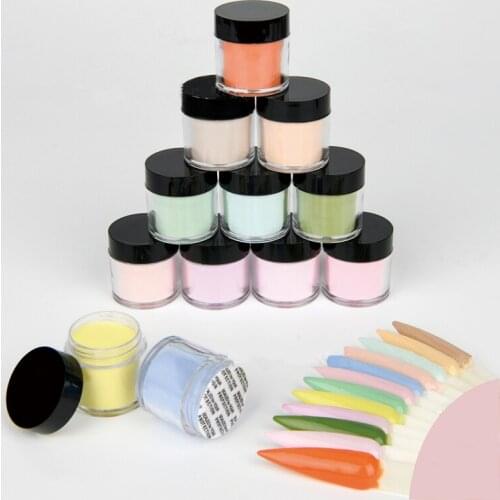 Spring New Color 12 Color, 10g / Bottle Dipping Powder Nail Acrylic Dipping Nail Manicure Nail Art Set Total 120G For Travel