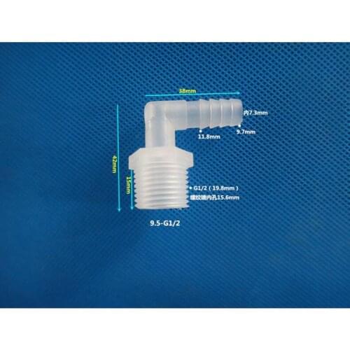 1/2'' BSPP Male Thread to 9.5mm Pagoda Barbed Plastic Elbow Pipe Fitting Hose Connector L Type Water Tube Joint for Garden