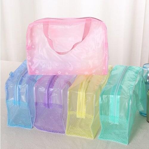 New Make Up Organizer Bag Toiletry Bathing Storage Bag Women Waterproof Transparent Floral PVC Travel Cosmetic Bag Hot Sale