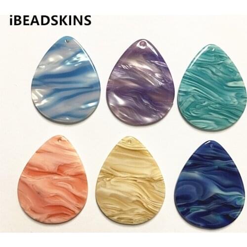 New arrival! 40x32mm 50pcs/lot acetic acid imitate marble drop-shape charms for earring/Jewelry DIY(As shown)