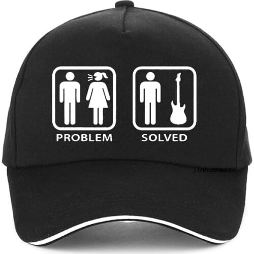 New Summer Style Problem Solved Guitar cap men Women Electric Acoustic Bass Player Strings Funny Baseball Cap bone Snapback