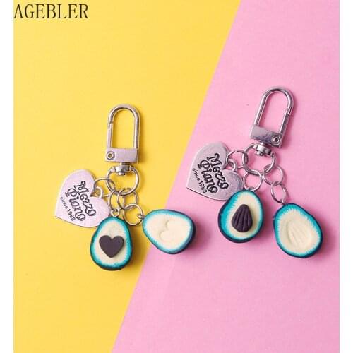 Original Ins Style Avocado Keychain Bag Pendant Girls Gift Love Heart Shpa Accessories Pendant Cartoon Decoration Bag Charm