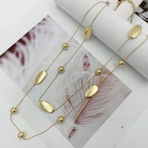 Bohemia Double Layers Chain Necklace CCB Beads Long Necklace For Women Bijoux New Fashion Jewelry Fine Gifts For Mother 3 Colors