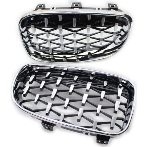 Center Kidney Chrome Grille Diamond Style Fits BMW E81 E82 E87 E88 1 Series 2008-2011 Facelift