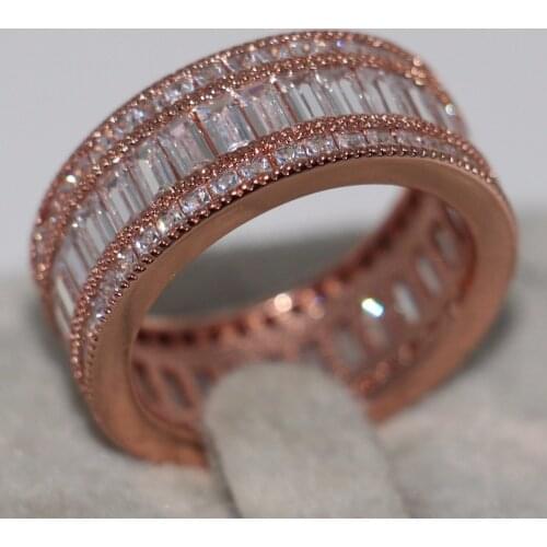 Size 5-11 choucong Handmade Luxury Jewelry 10KT Rose Gold Filled Princess Cut Top Sell White 5A CZ Wedding Women Band Ring Gift