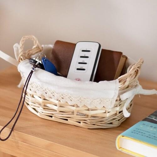 Fine Workmanship Handmade Straw Dried Flower Fruit Pot Basket Rattan Box Candy Earphone Organizer Sundries Storage Home Decor