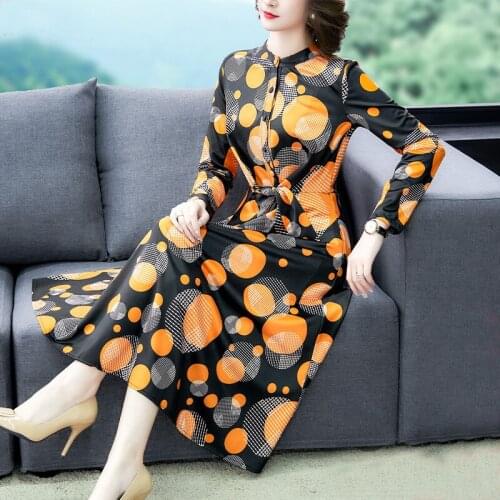 Spring Autumn Dot Print Knitting Midi Dress 2021 Vintage Casual Plus Size Long Sleeve Dress Elegant Women Bodycon Party Vestidos