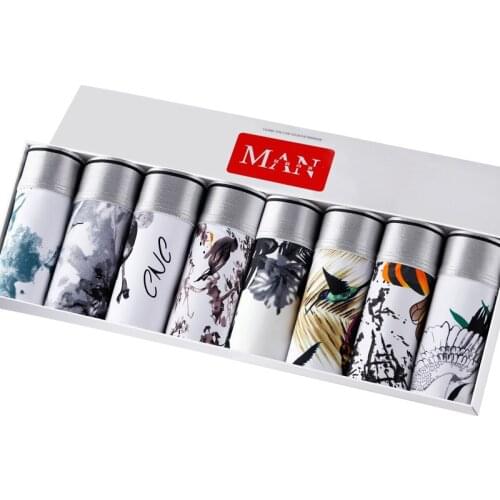 4/8pcs New Fashion Boxer Men Underwear Printed Breathable Solid Color /printing Comfortable Elastic Shorts Soft Boxer Panties