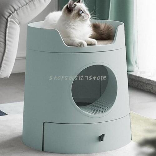 Cat Litter Basin Fully Enclosed Large Drawer Type Kitten Splash Proof Deodorization Double Deck Cat Toilet