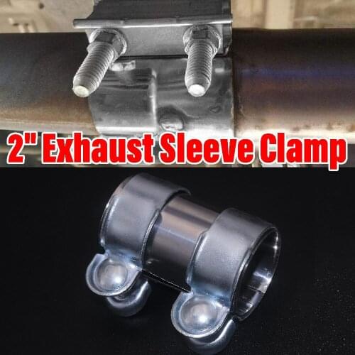 JEAZEA Universal Stainless Steel 2" Exhaust OD Pipe Clamp Butt Joint Connector Exhaust Sleeve Clamp Band Muffler Coupler Adapter