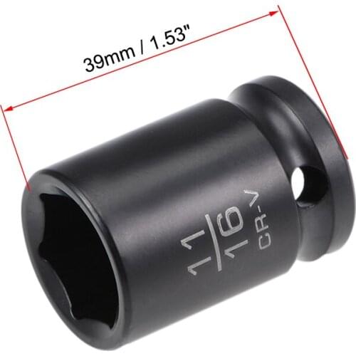 Uxcell 2 Pcs 1/2-Inch Drive by 11/16-Inch Shallow Impact Socket, Cr-V, 6-Point