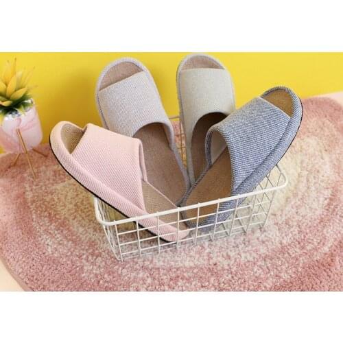 Four Seasons Indoor Slippers EVA Cotton Linen Slippers Unisex Non-slip Floor Shoes Thick-soled Silent Slippers