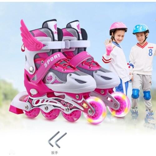 High Quality Professional Roller Skates Children Men Women Single Flash Pvc Roller Skates Adjustable