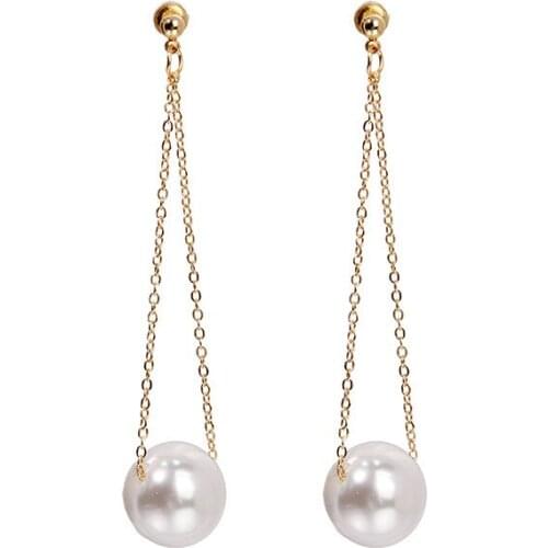 Korean Simulated Pearl Long Tassel Bar Drop Earrings For Women Sweet Dangle Brincos Party Jewelry Drop Earrings Jewelry Earrings