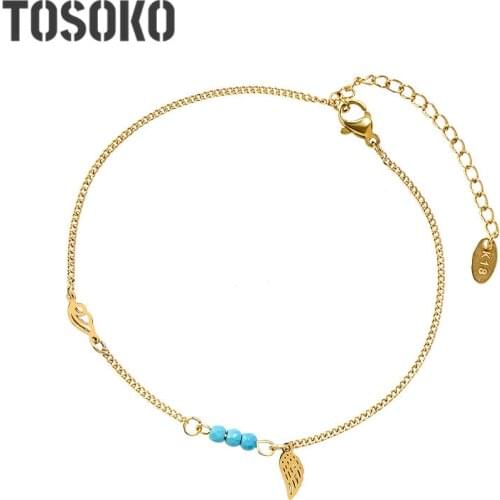 TOSOKO Stainless Steel Jewelry Small Elephant Zircon Anklet Womens Lovely Anklet BSS096