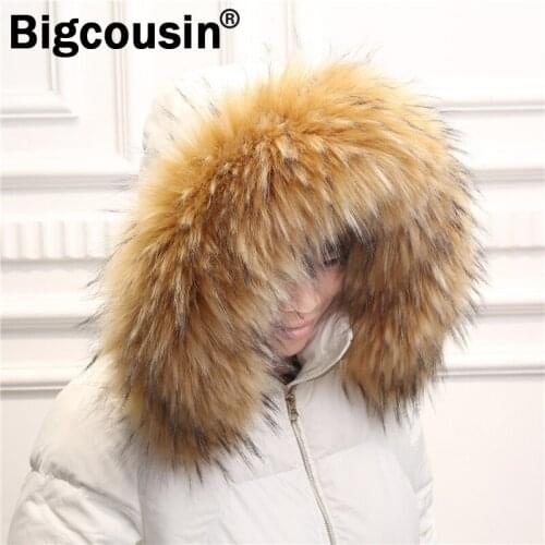 Women Faux Fur Collar 100% High Quality Luxury Large 75cm 90cm 50cm Scarf Children Men Winter Jackets Decor Fur Scraves Wraps