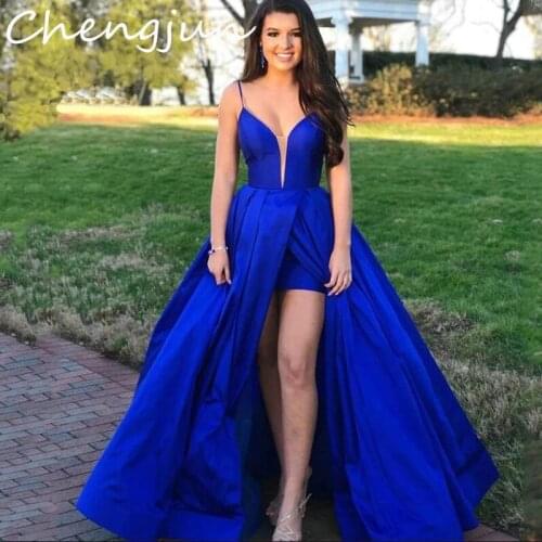Chengjun Detachable Open Back Royal Blue Plus Size Evening Dresses For Women