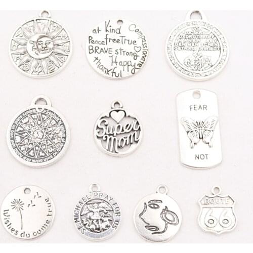 10pcs Inspirational Quotes Series 3 Metal Tag Pendant DIY Charm Fashion Necklace Bracelet Jewelry Handicraft Accessories P74
