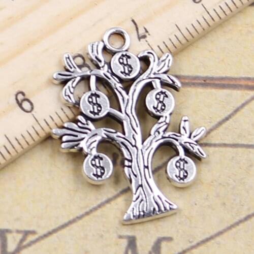 12pcs Charms Money Tree 29x21mm Antique Silver Color Pendants Making DIY Handmade Tibetan Finding Jewelry For Bracelet
