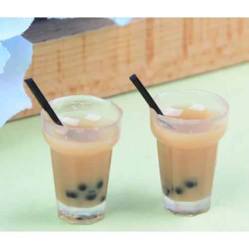 2Pcs/Lot Doll House Miniature Tea With Milk Cups Decoration Wholesale Food Drink Beverage Toy