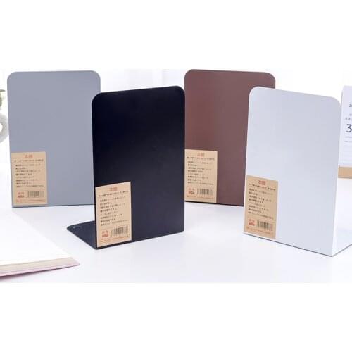2PCS/Pair Solid Color Bookends Metal Book Holder Desktop Bookshelf Student Bookcase Office Accessories Cute Stationery