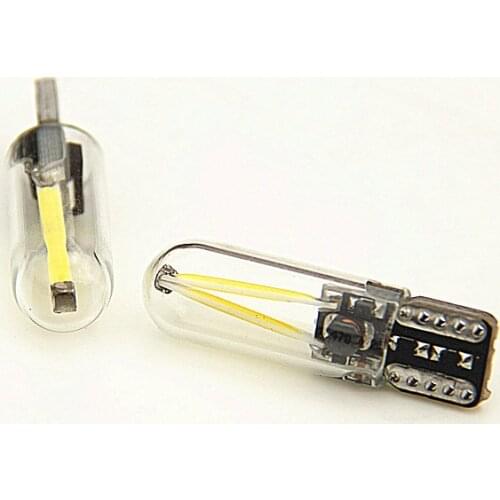 2pcs T10 WY5W W5W Filament Lights COB LED Glass Shell Wedge Auto Parking Bulbs CANBUS NO ERROR Car Reading Dome Lamp DC 12V