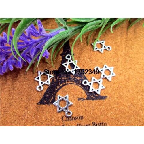 20pcs--Little Star of David charms antique silver 6 pointed star hexagram 12*8mm