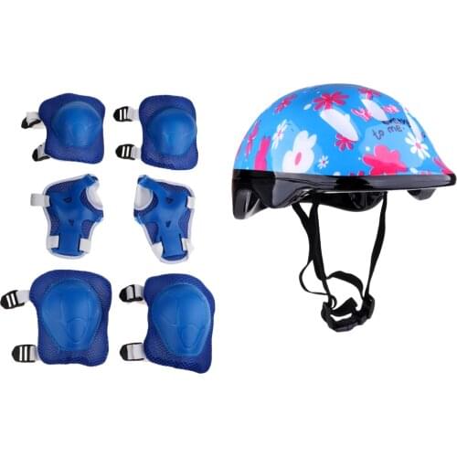 7pcs Junior Roller Skating Skateboard Helmet Knee Wrist Guard Elbow Pad Safety Helmets Protective Set for Children Kids Cycling