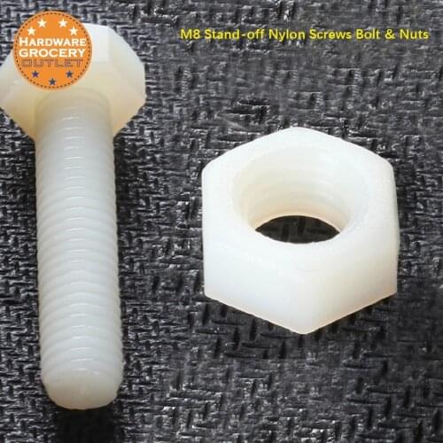 White M8 Stand-off Nylon Screws Bolt & Nuts Set Kit Box Plastic Accessories Assortment Kit-20PCS