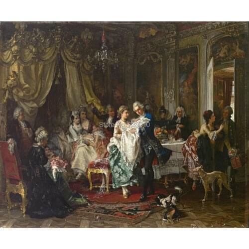 Free shipping court figure earl hugging baby oil painting canvas prints classical oil painting on canvas decoration picture