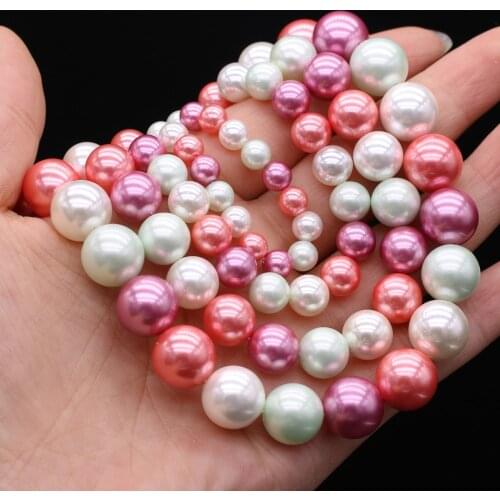 Natural shell beads fritillary round mixed color loose spacer beads for jewelry making DIY necklace bracelet earrings accessory